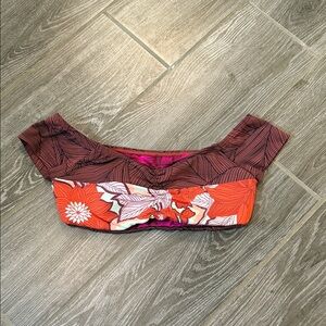 Maaji reversible tropical print Floral Bikini off the shoulder top small LN